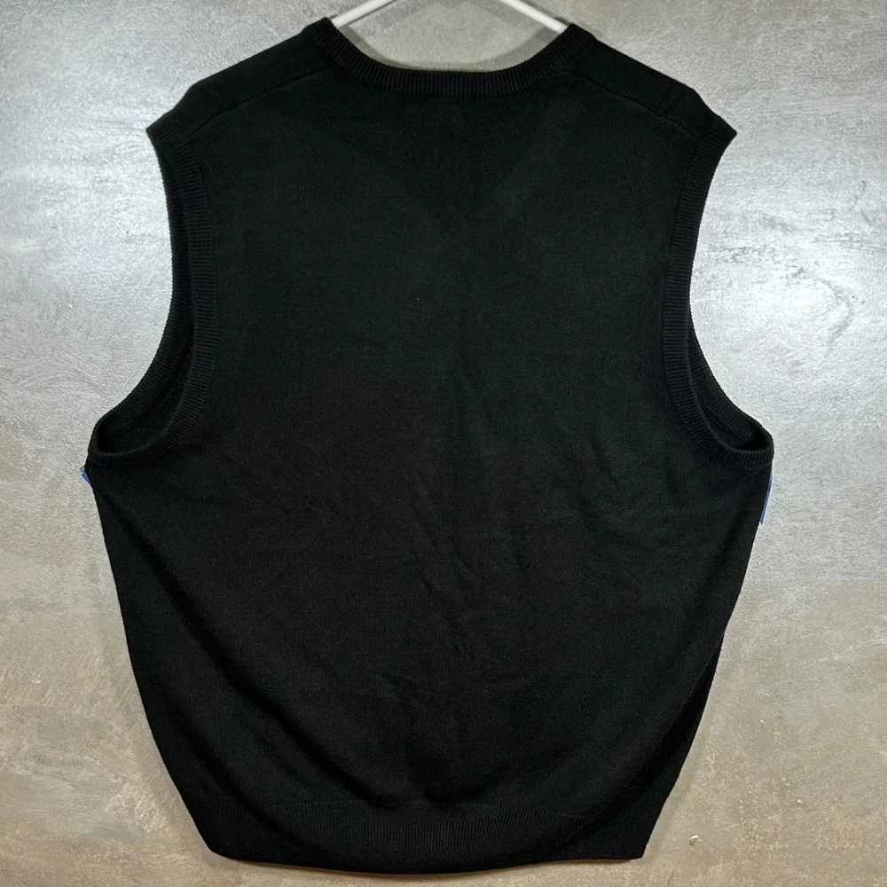 Dockers Mens XL Black‎ Argyle V-Neck Sleeveless Knit Sweater Vest Dress
